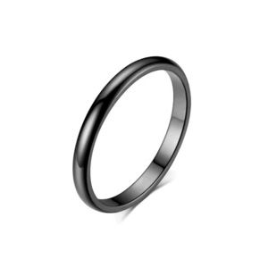 2mm Black Titanium Steel Band Ring